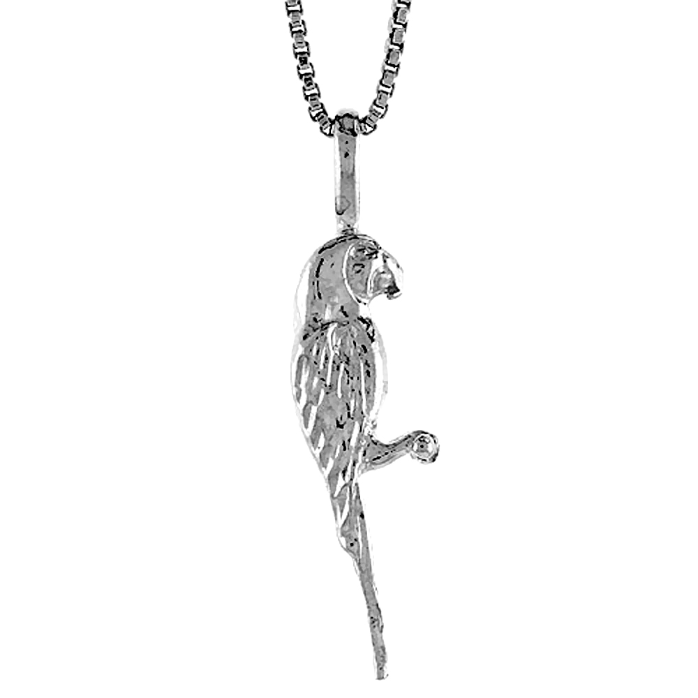 Sterling Silver Parrot Pendant, 1 inch tall