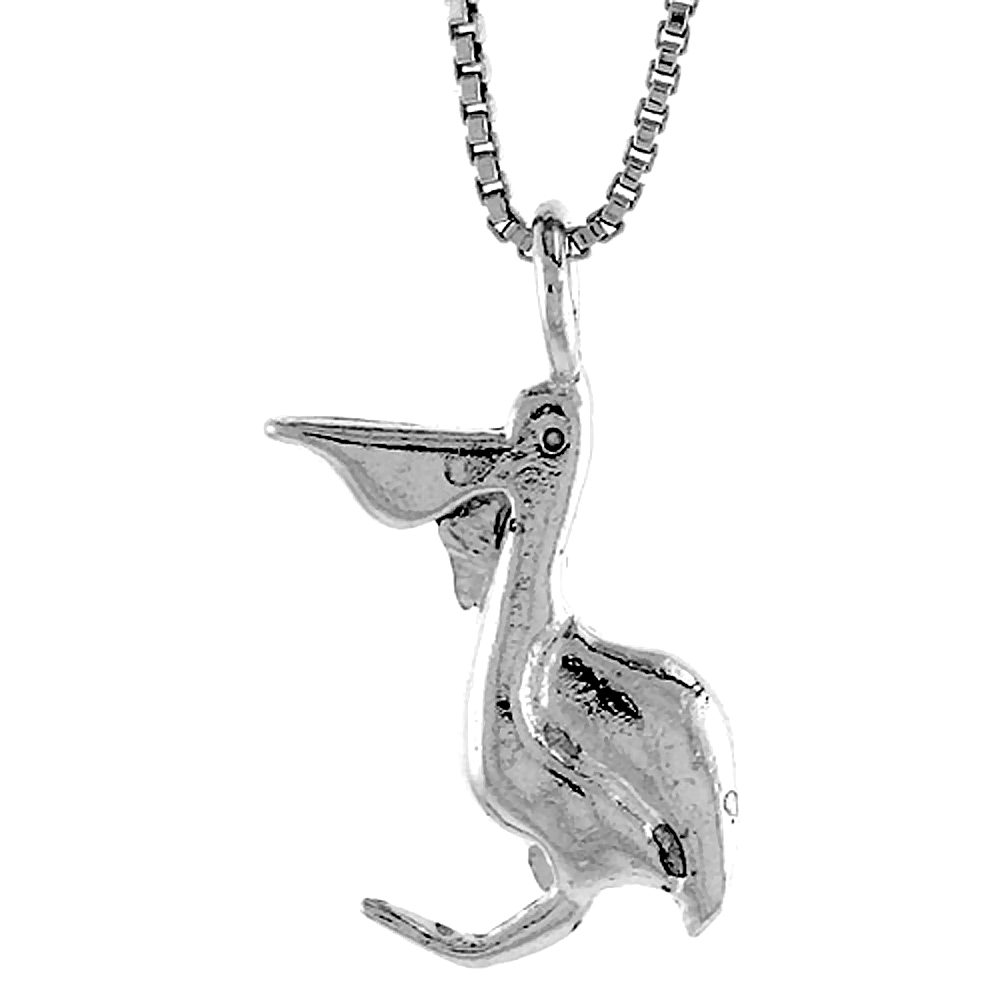 Sterling Silver Pelican Pendant, 3/4 inch Tall