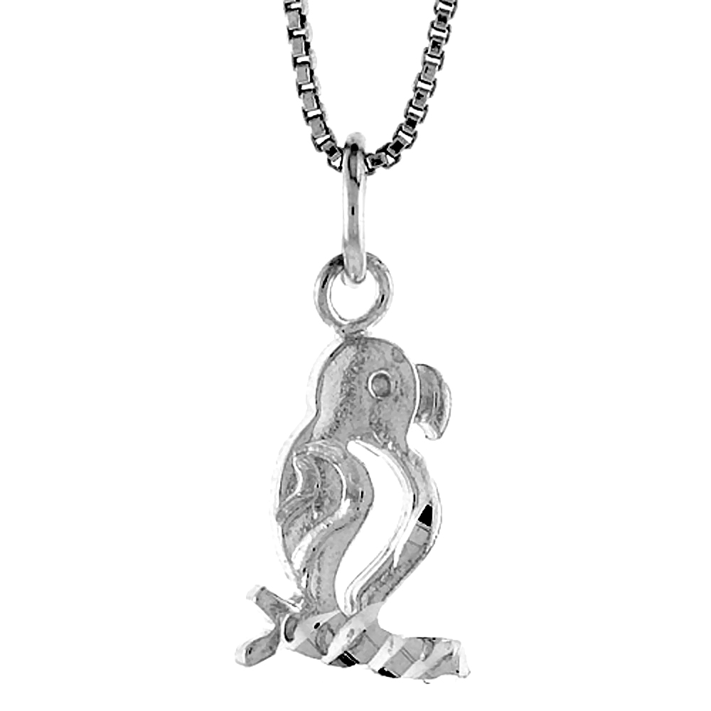 Sterling Silver Parrot Pendant, 1/2 inch Tall