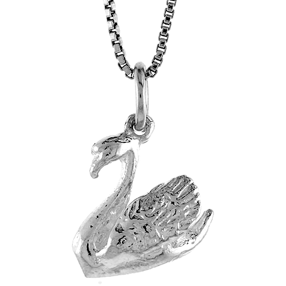 Sterling Silver Swan Pendant, 1/2 inch Tall
