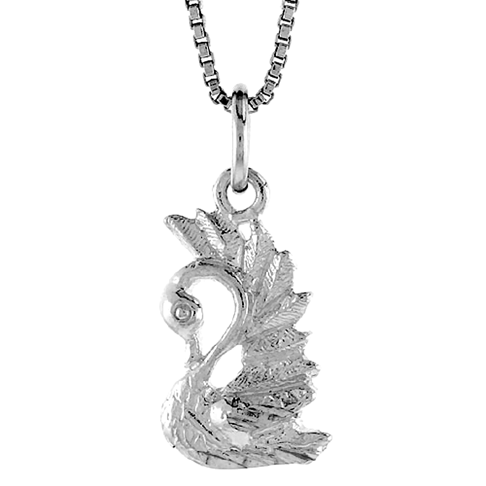 Sterling Silver Swan Pendant, 5/8 inch Tall