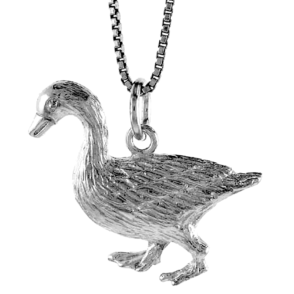 Sterling Silver Goose Pendant, 1 inch Tall