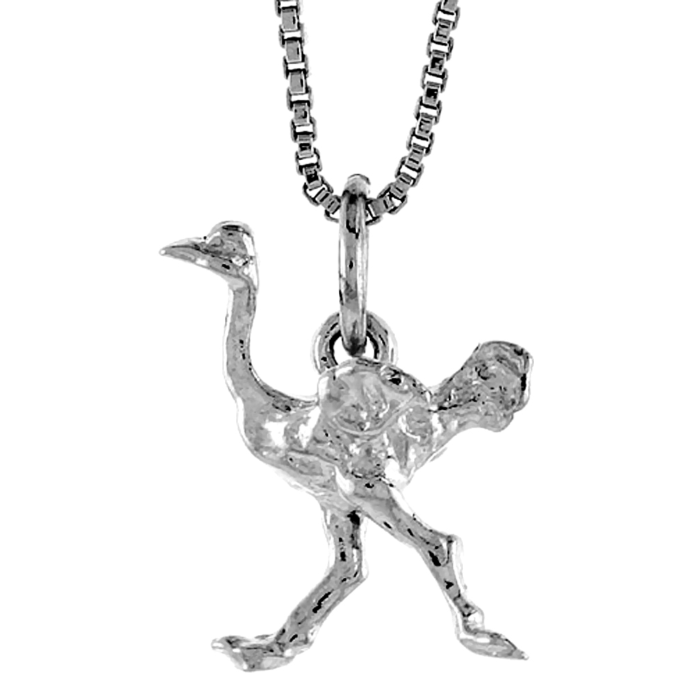 Sterling Silver Ostrich Pendant, 3/4 inch Tall