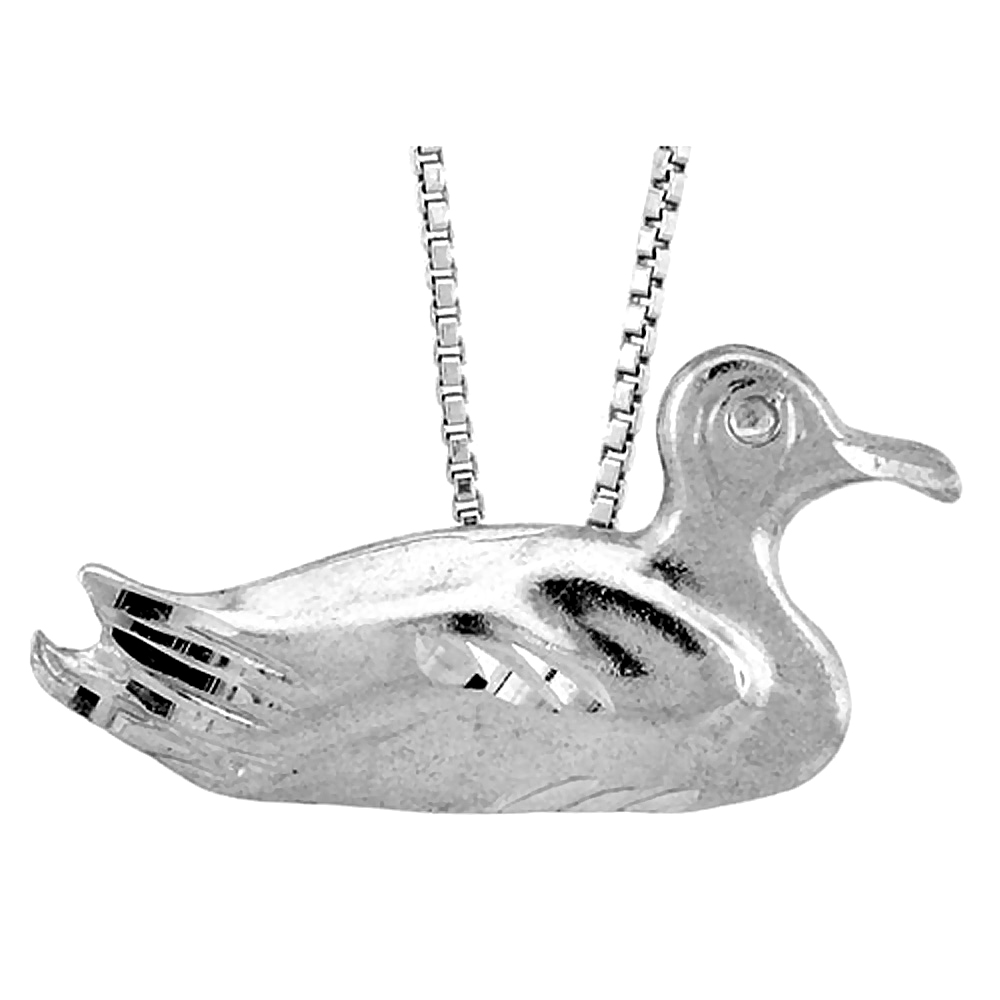 Sterling Silver Duck Pendant, 1 1/8 inch wide