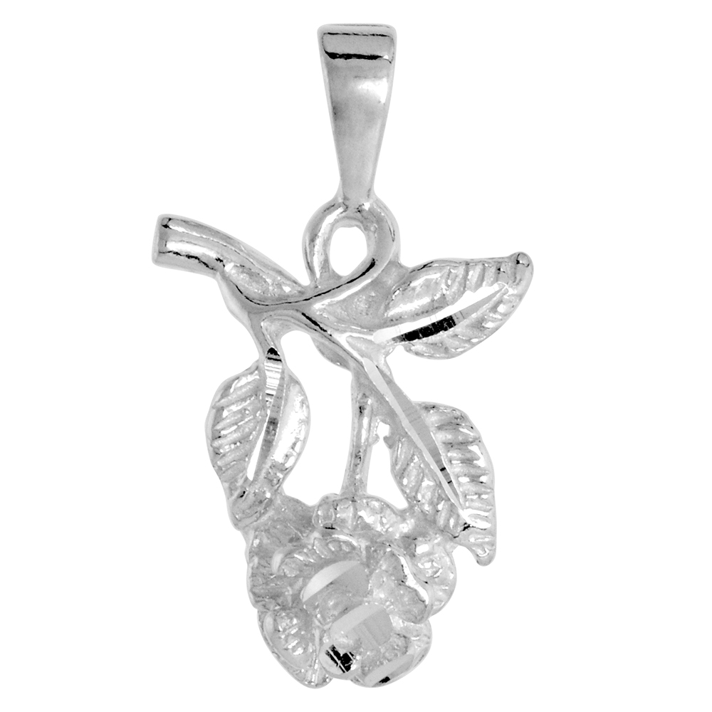 Sterling Silver Rose Pendant, 5/8 inch Tall