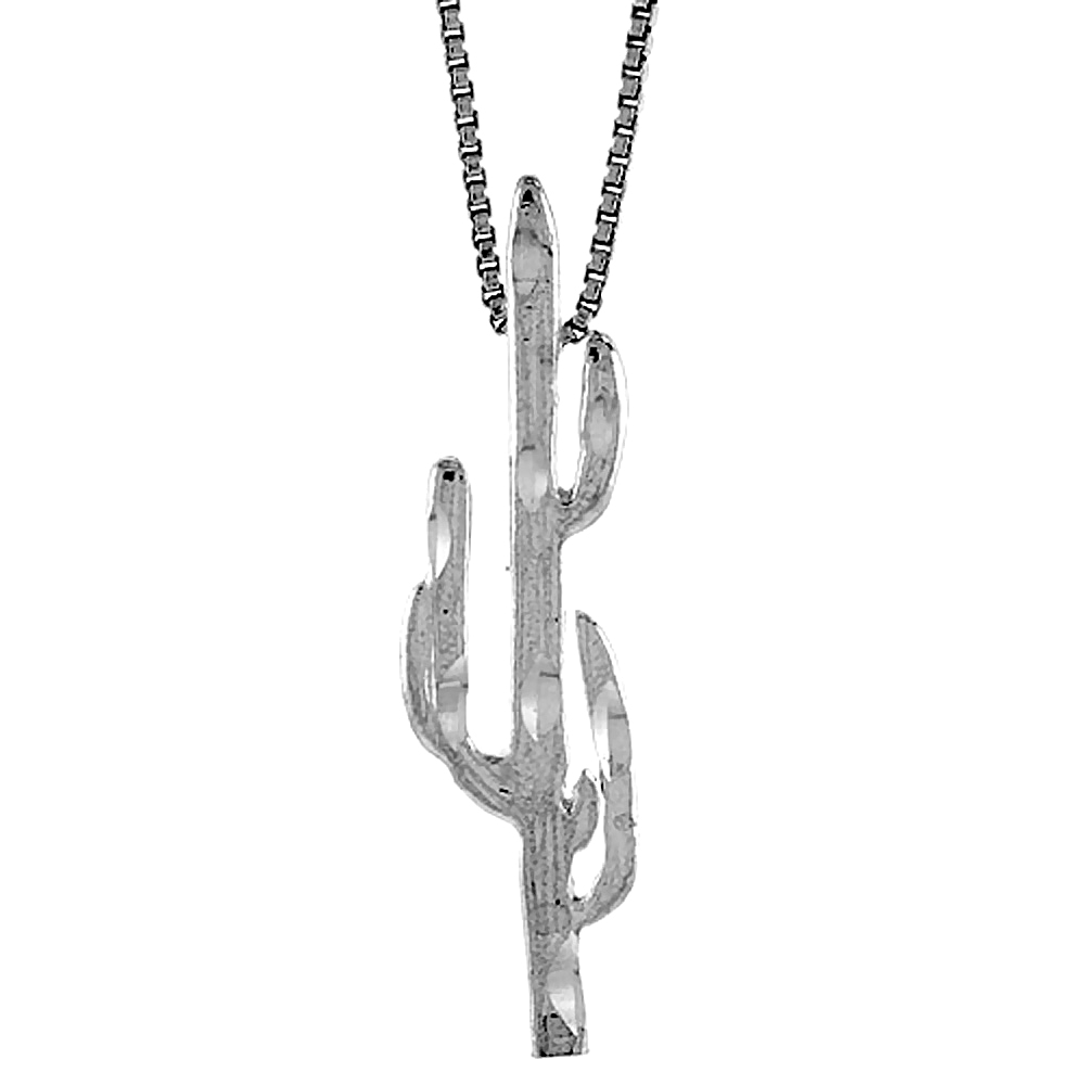 Sterling Silver Cactus Pendant, 1 1/2 inch Tall