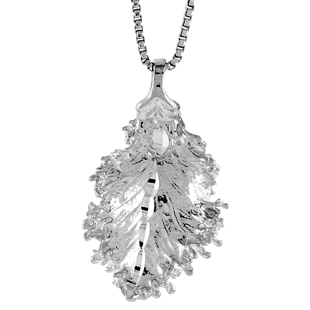 Sterling Silver Leaf Pendant, 7/8 inch Tall