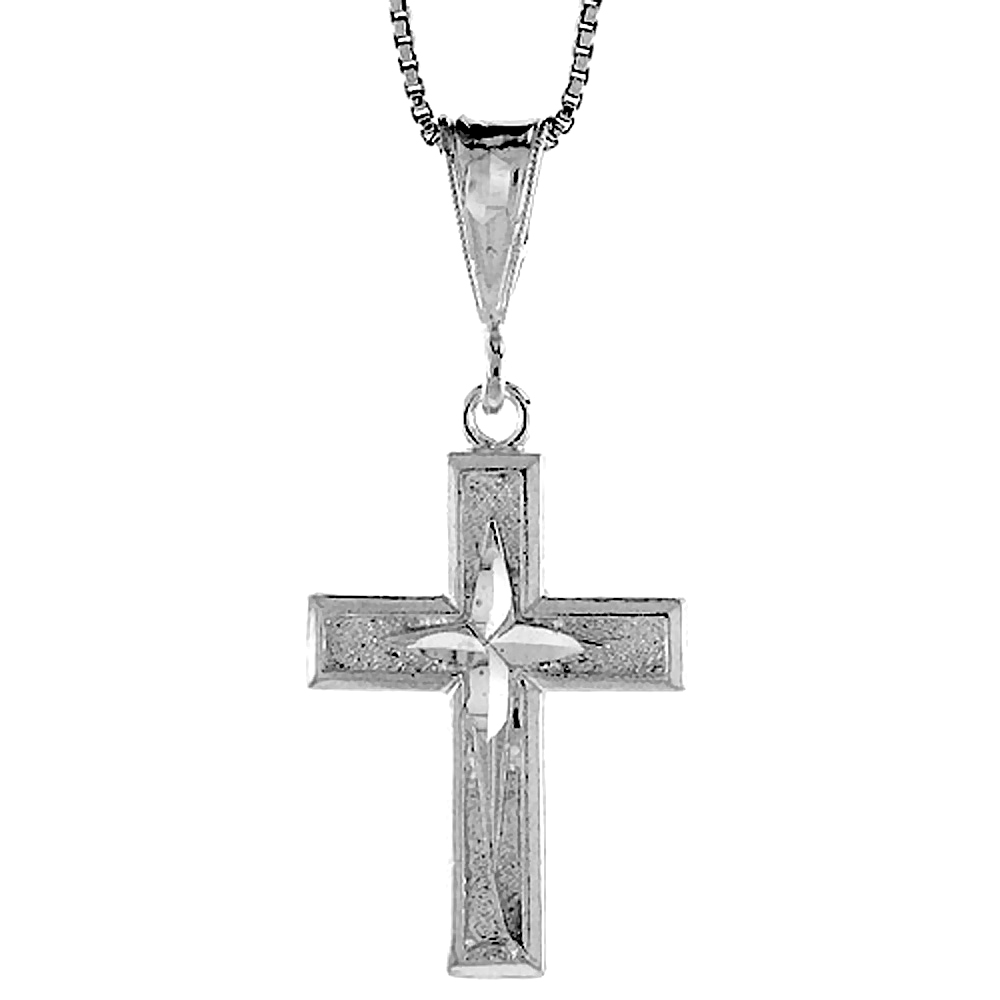 Sterling Silver Cross Pendant, 1 1/8 inch 