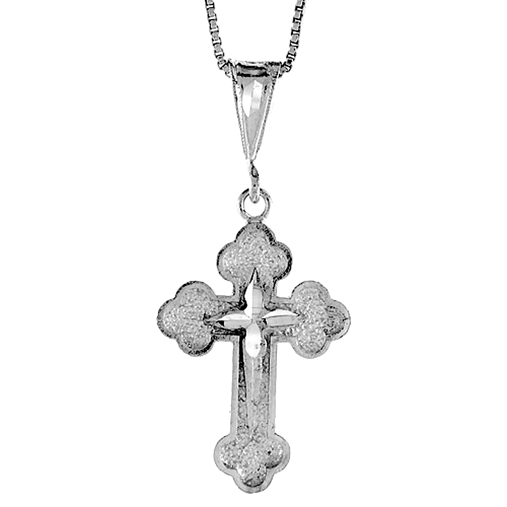 Sterling Silver Apostle&#039;s Cross Pendant, 1 1/8 inch 