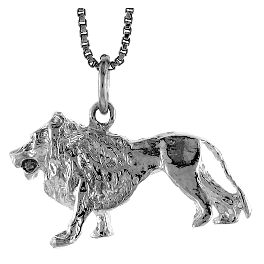 Sterling Silver Lion (D) Pendant, 5/8 inch Tall