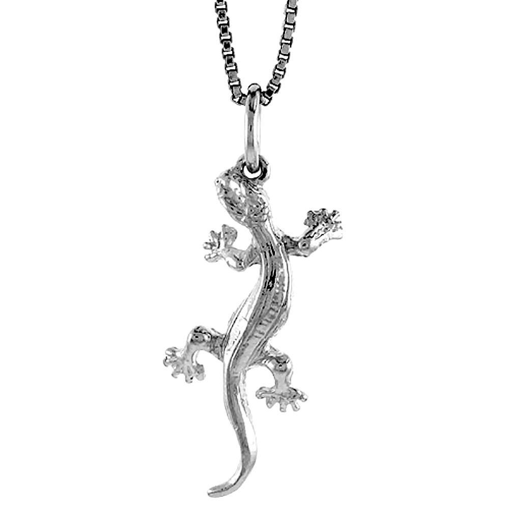 Sterling Silver Gecko Pendant, 1 inch Tall