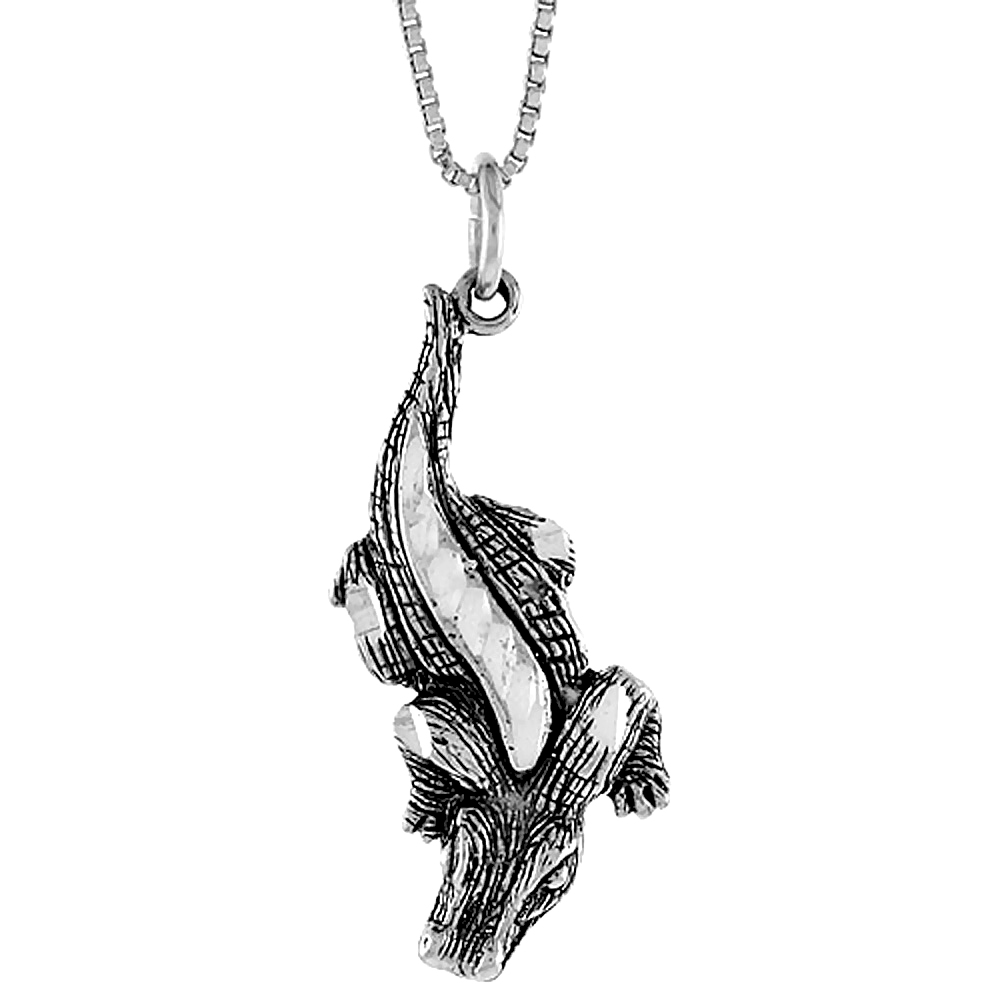 Sterling Silver Gecko Pendant, 1 1/4 inch Tall