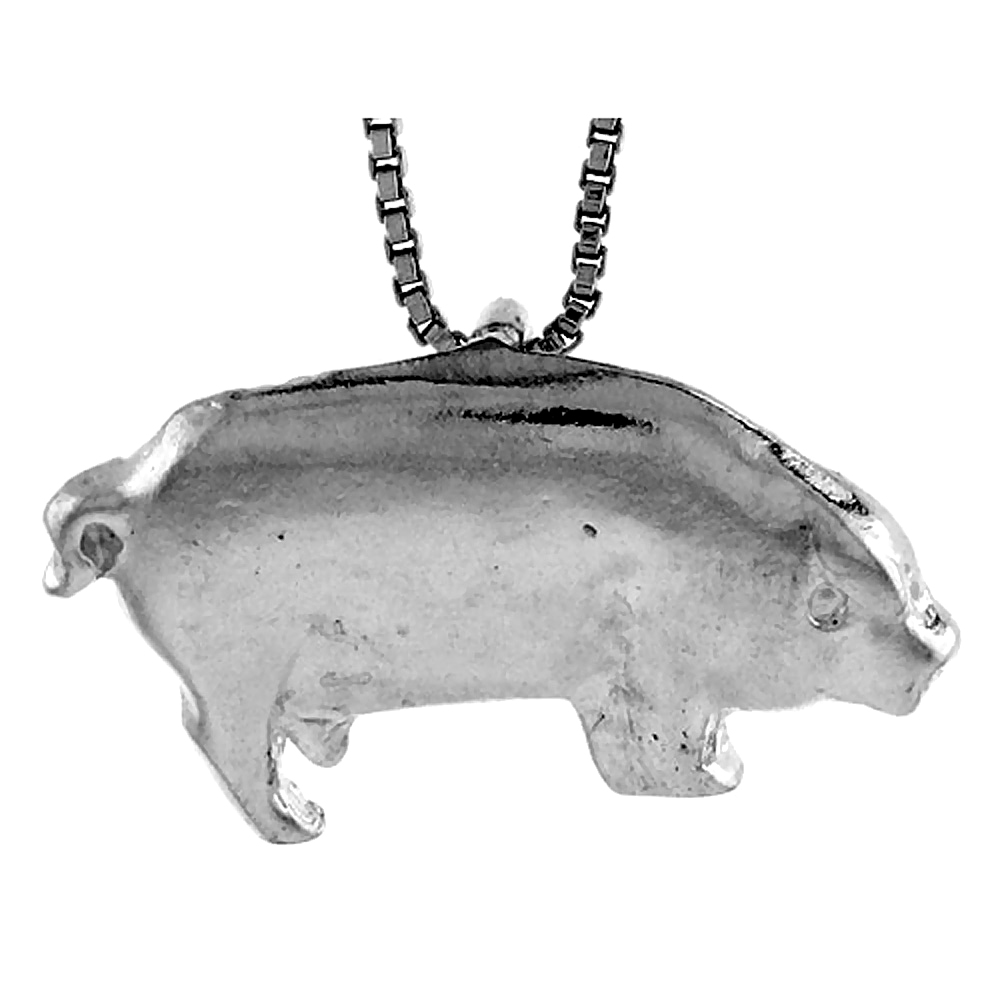 Sterling Silver Pig Pendant, 1 inch wide