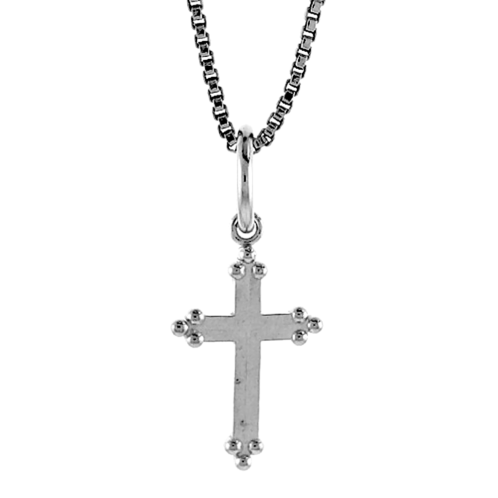 Sterling Silver Teeny Cross Pendant, 1/2 inch