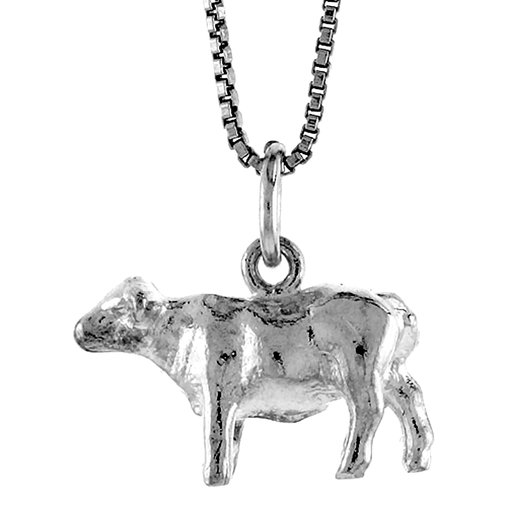 Sterling Silver Cow Pendant, 1/2 inch 