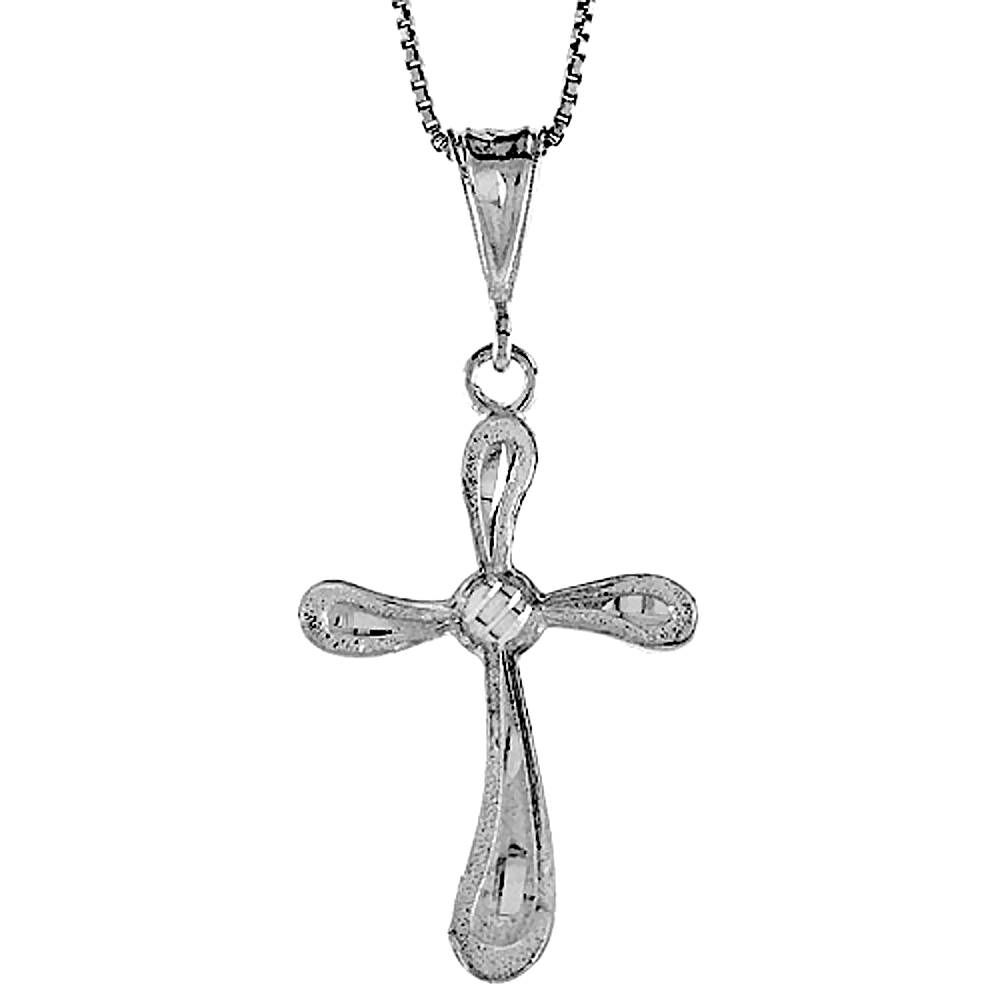 Sterling Silver Cross Pendant, 1 3/8 inch 