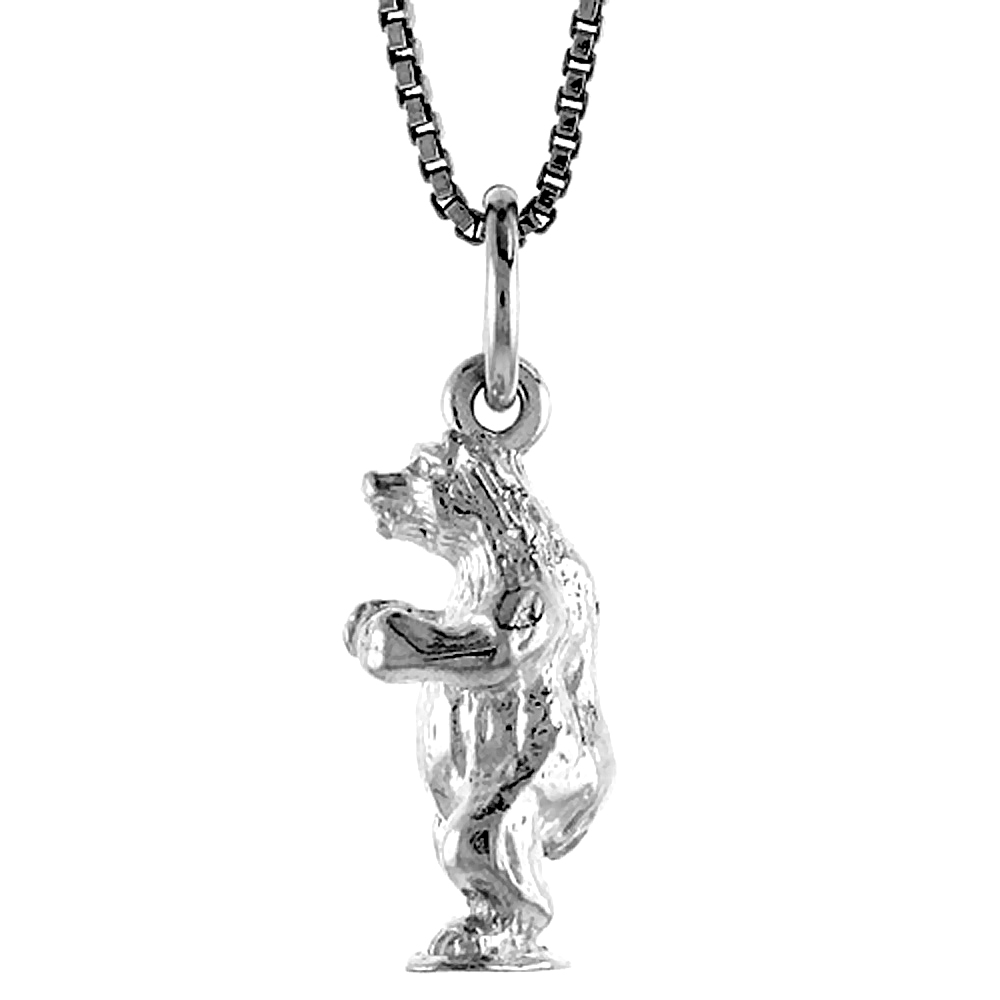 Sterling Silver Bear Pendant, 5/8 inch 