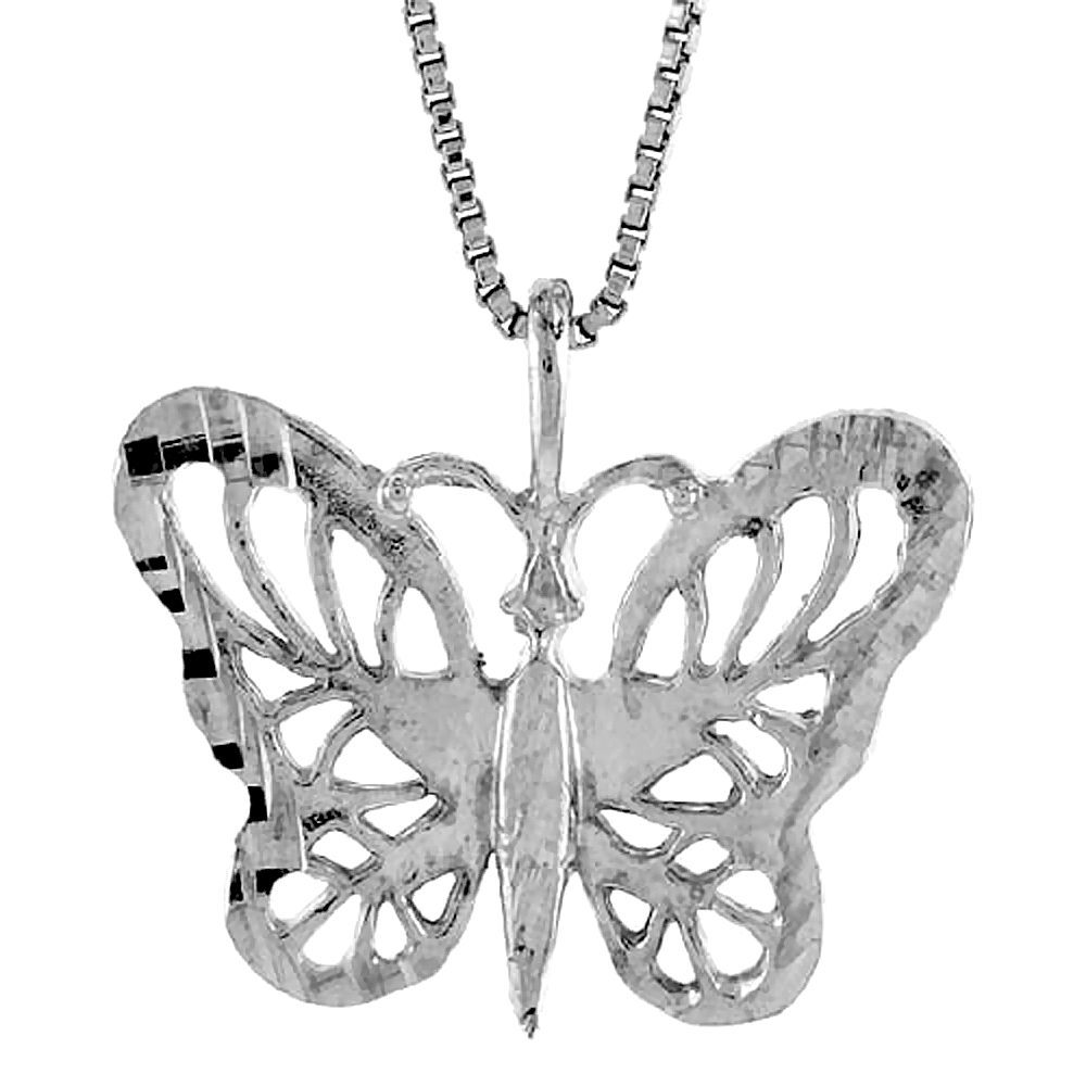 Sterling Silver Butterfly Pendant, 5/8 inch 