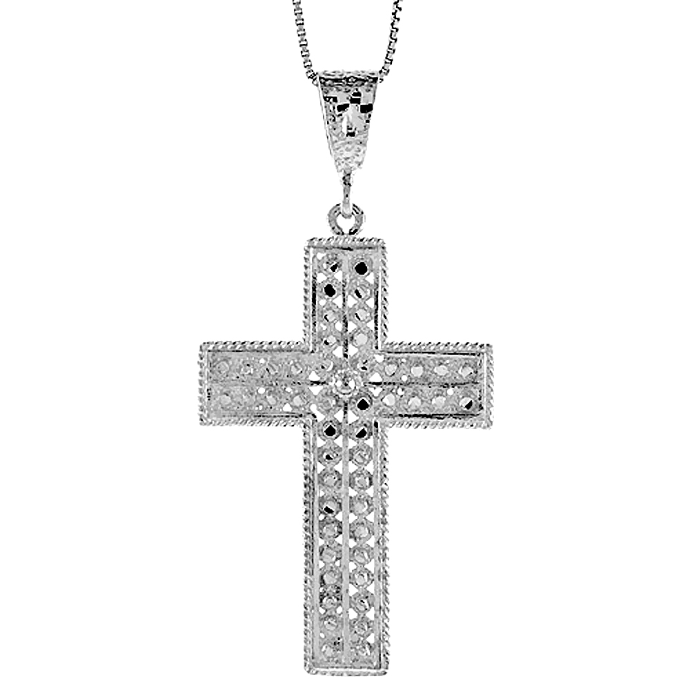 Sterling Silver Cross Pendant, 2 1/16 inch 