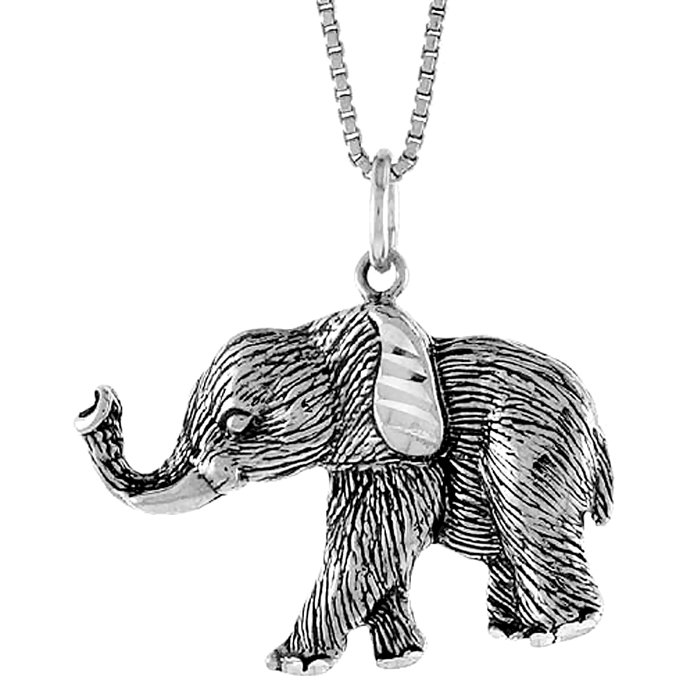 Sterling Silver Elephant Pendant, 3/4 inch 