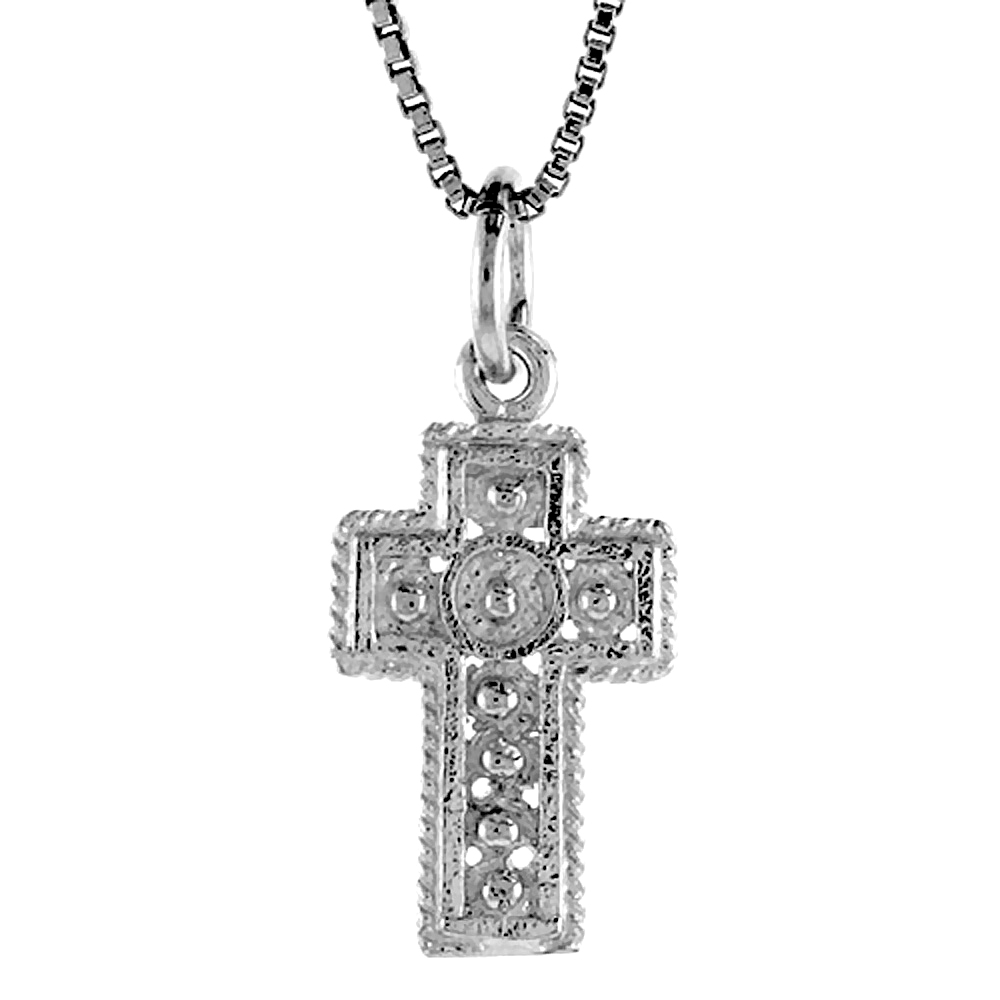 Sterling Silver Small Cross Pendant, 3/4 inch 