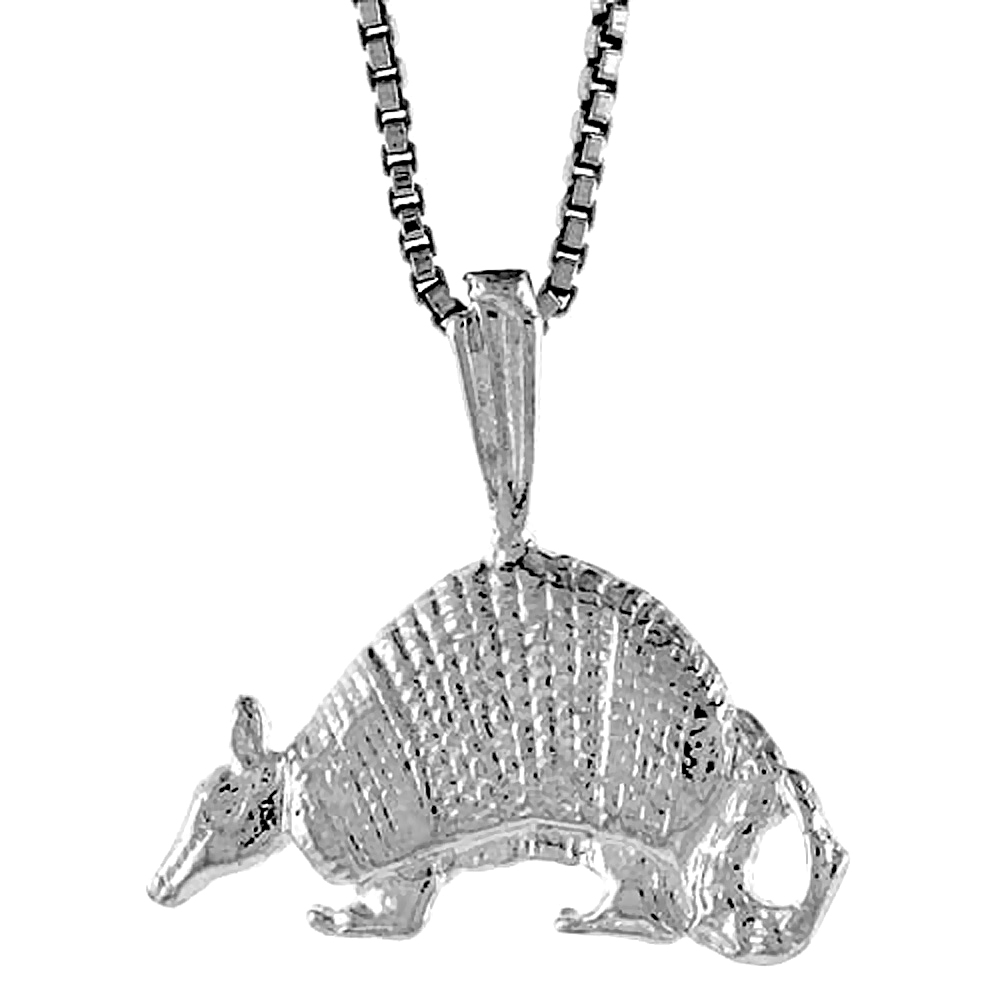 Sterling Silver Armadillo Pendant, 1/2 inch Tall