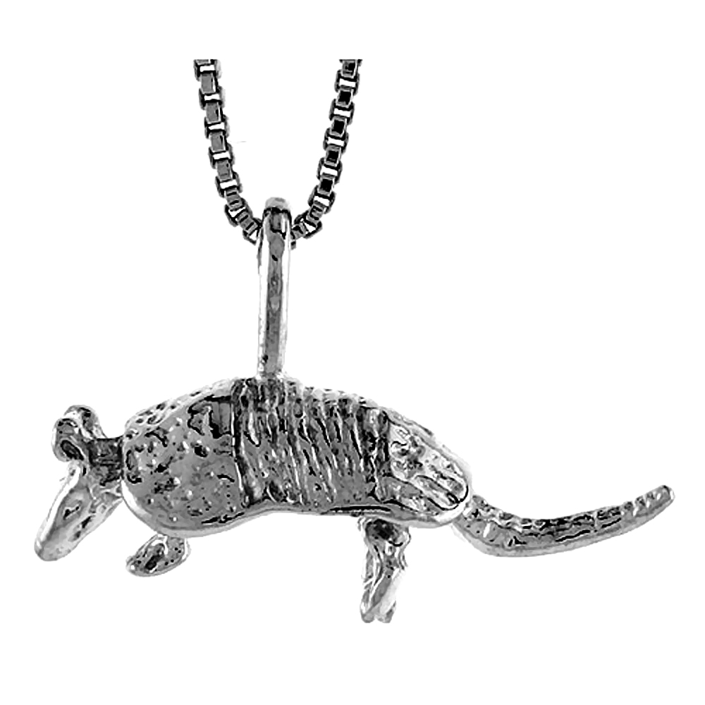 Sterling Silver Armadillo Pendant, 3/8 inch Tall