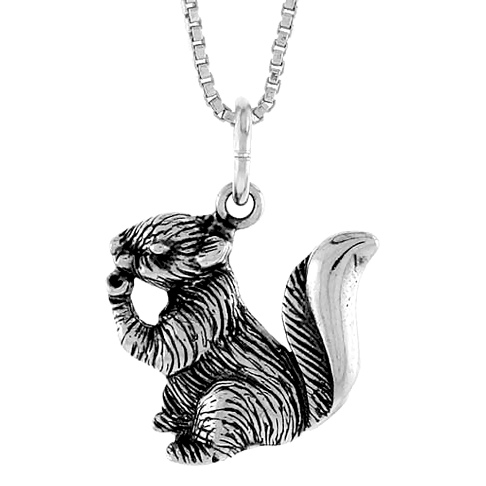 Sterling Silver Squirrel Pendant, 5/8 inch Tall