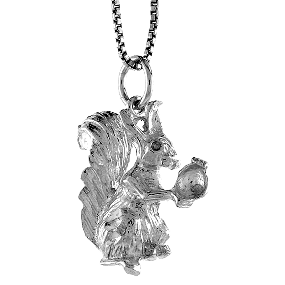 Sterling Silver Squirrel Pendant, 3/4 inch Tall