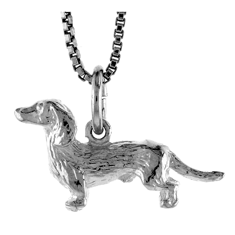 Sterling Silver Dachshunds Pendant, 3/8 inch Tall