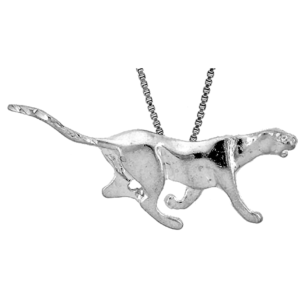 Sterling Silver Lion Pendant, 1 1/2 inch wide