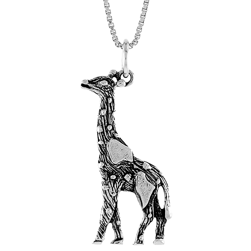 Sterling Silver Giraffe Pendant, 1 1/4 inch Tall