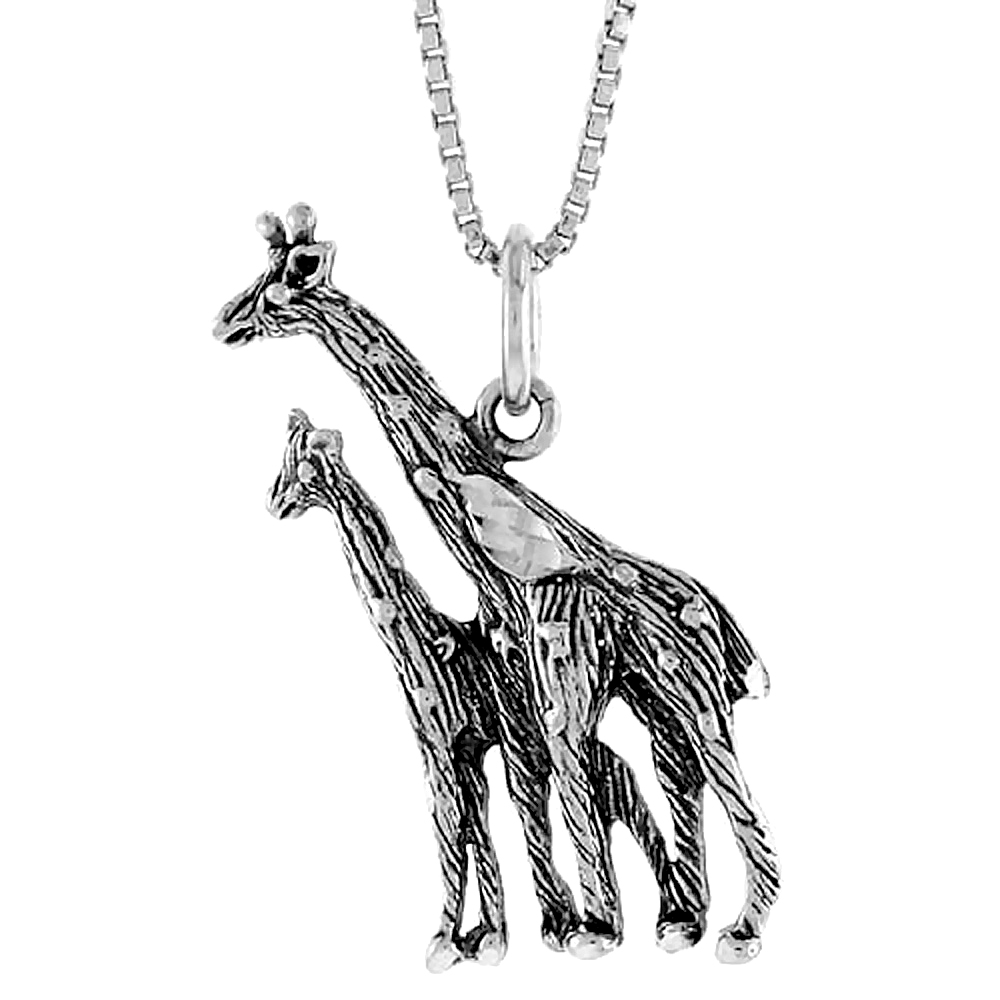 Sterling Silver Giraffe Pendant, 1 inch Tall