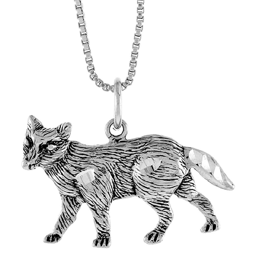 Sterling Silver Wolf Pendant, 3/4 inch Tall