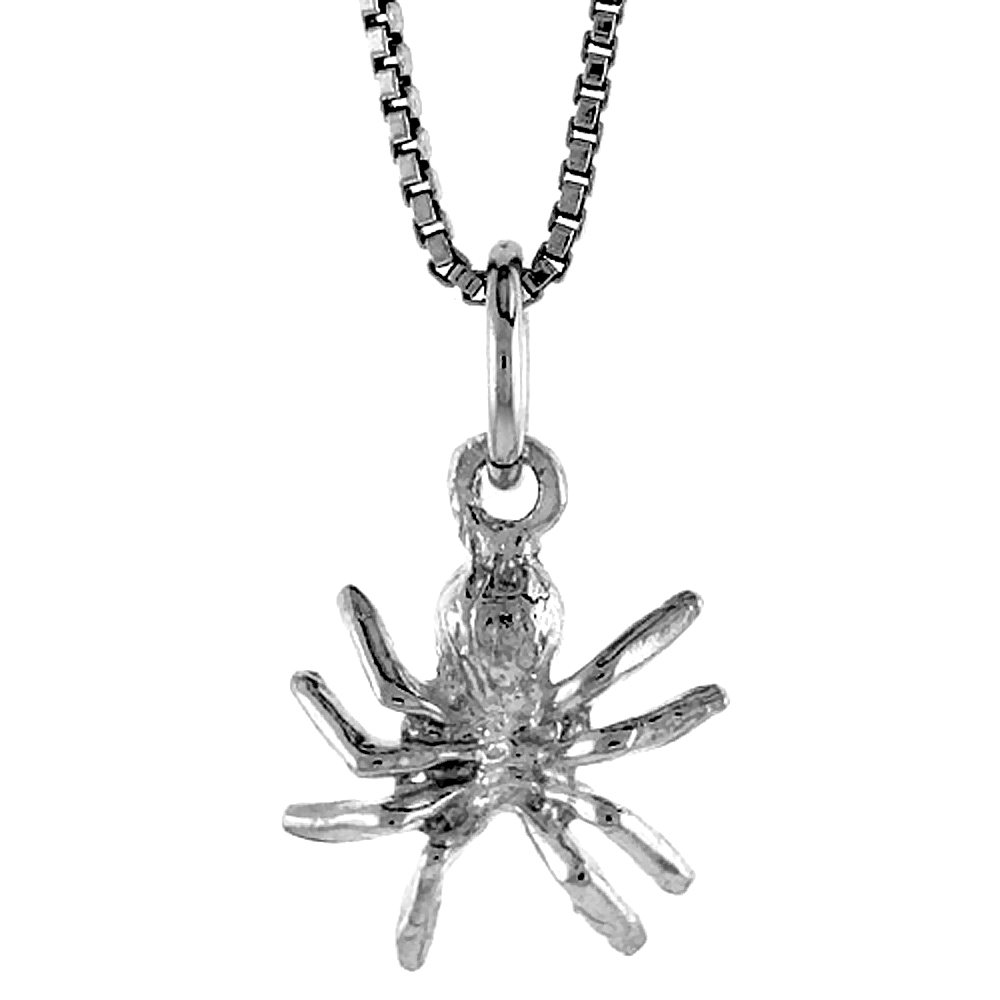 Sterling Silver Small Spider Pendant, 1/2 inch Tall