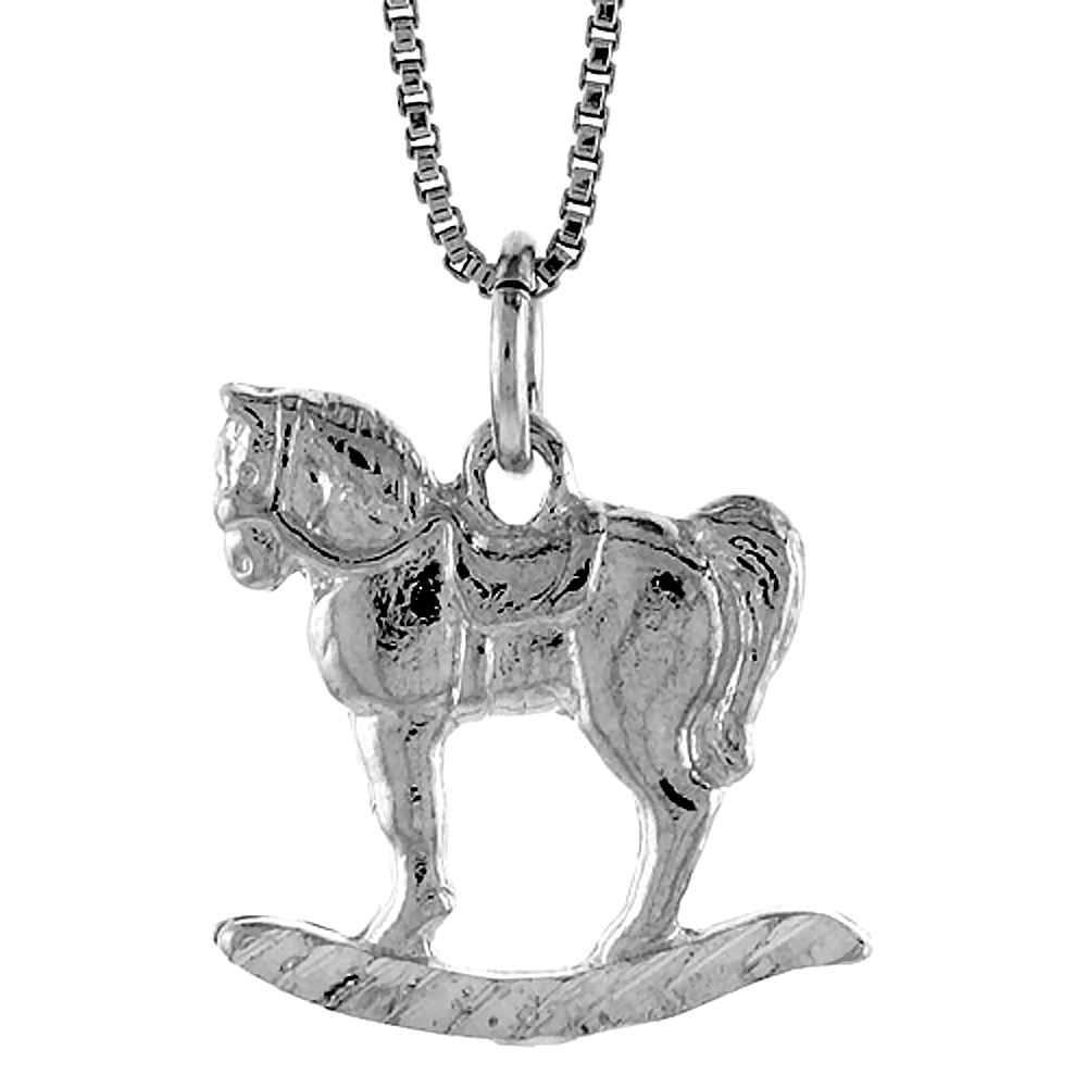 Sterling Silver Rocking Horse Pendant, 3/4 inch Tall