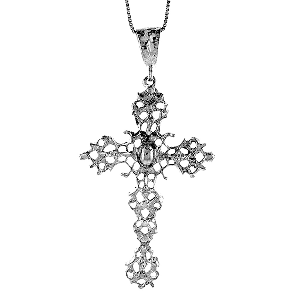 Sterling Silver Cross Pendant, 2 1/2 inch 