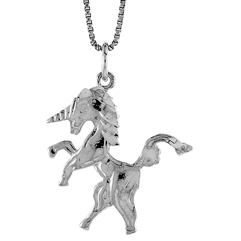 Sterling Silver Unicorn Pendant, 1 inch Tall