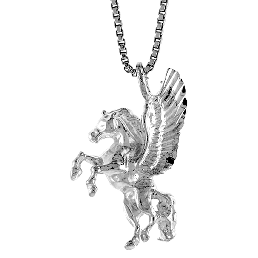 Sterling Silver Pegasus Pendant, 7/8 inch Tall