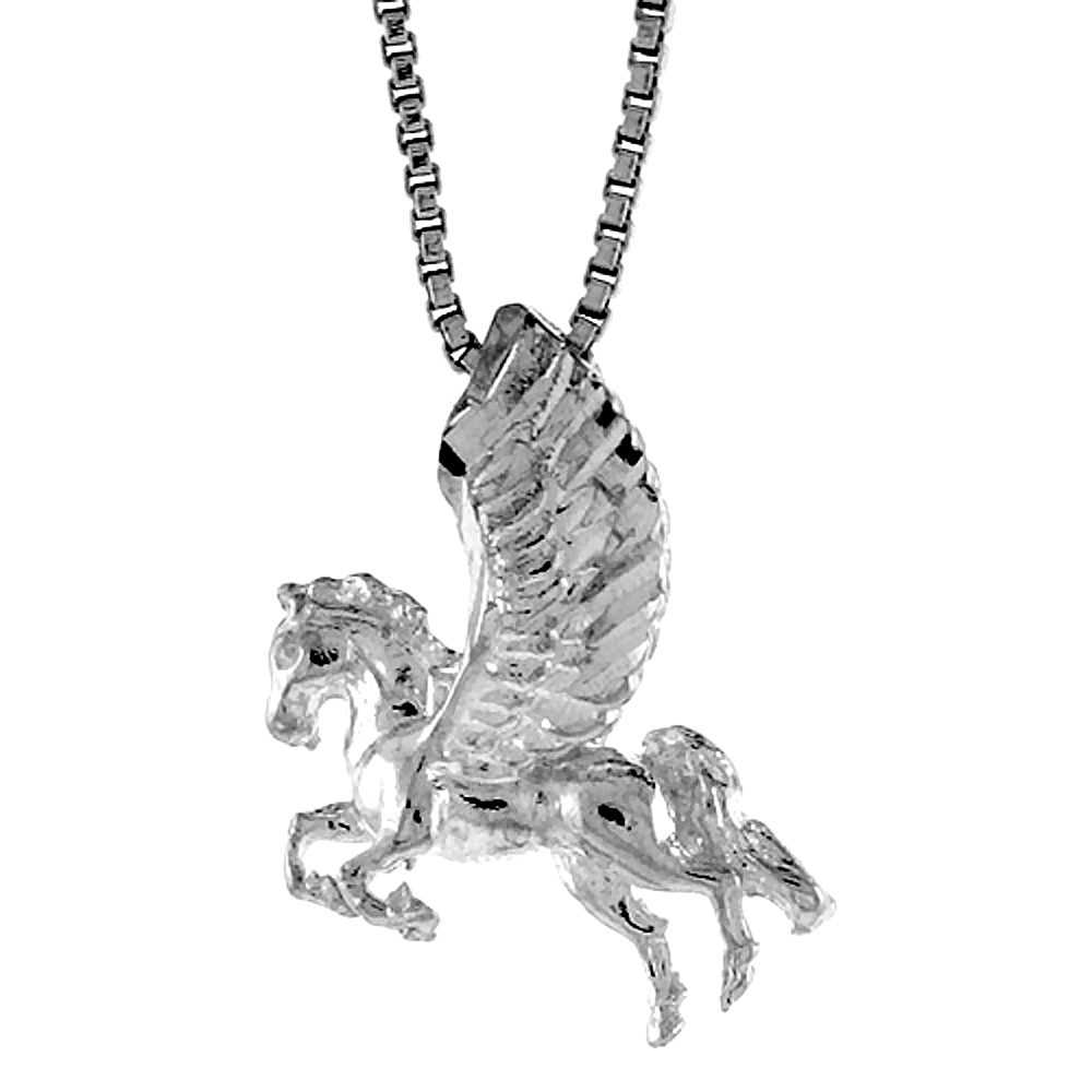 Sterling Silver Pegasus Pendant, 3/4 inch Tall