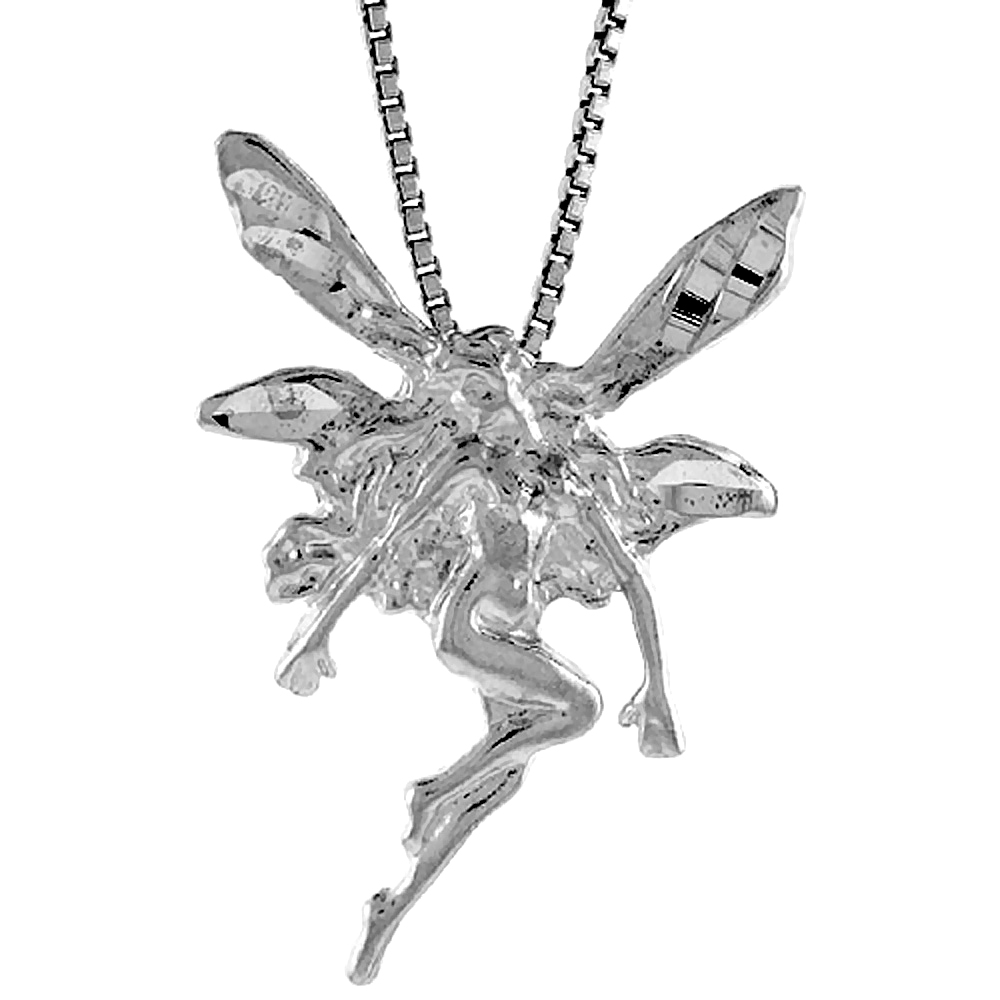 Sterling Silver Fairy Pendant, 1 1/8 inch Tall.