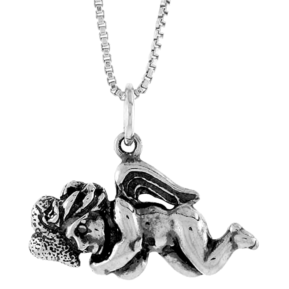 Sterling Silver Angel Pendant, 1/2 inch Tall