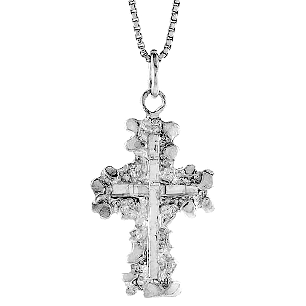 Sterling Silver Nugget Cross Pendant, 1 1/16 inch 