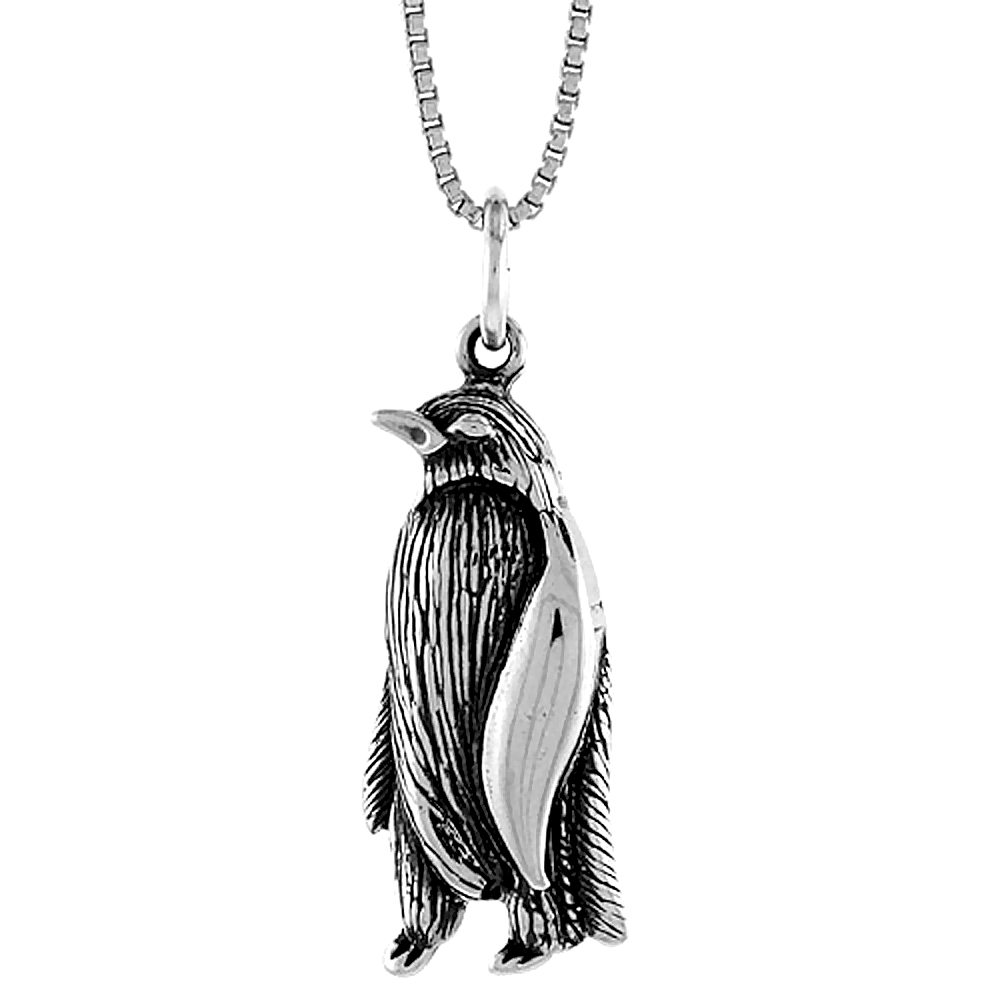 Sterling Silver Penguin Pendant, 1 inch Tall