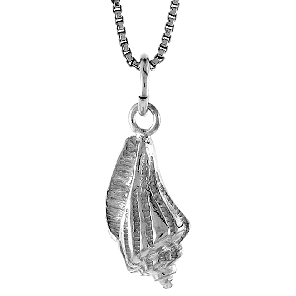 Sterling Silver Conch Shell Pendant, 5/8 inch Tall