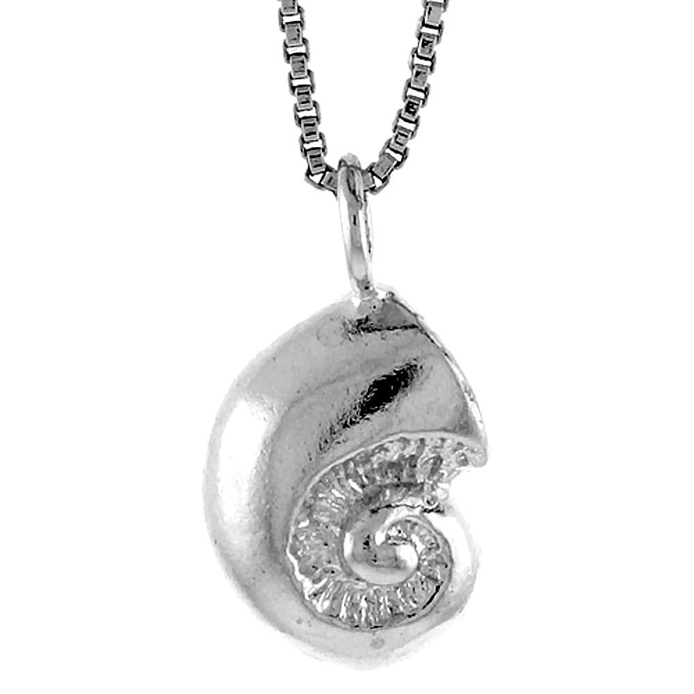Sterling Silver Sea Shell Pendant, 1/2 inch Tall