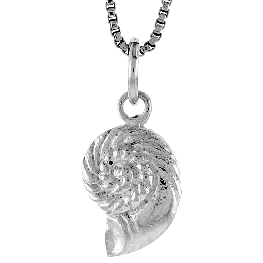 Sterling Silver Sea Shell Pendant, 1/2 inch Tall