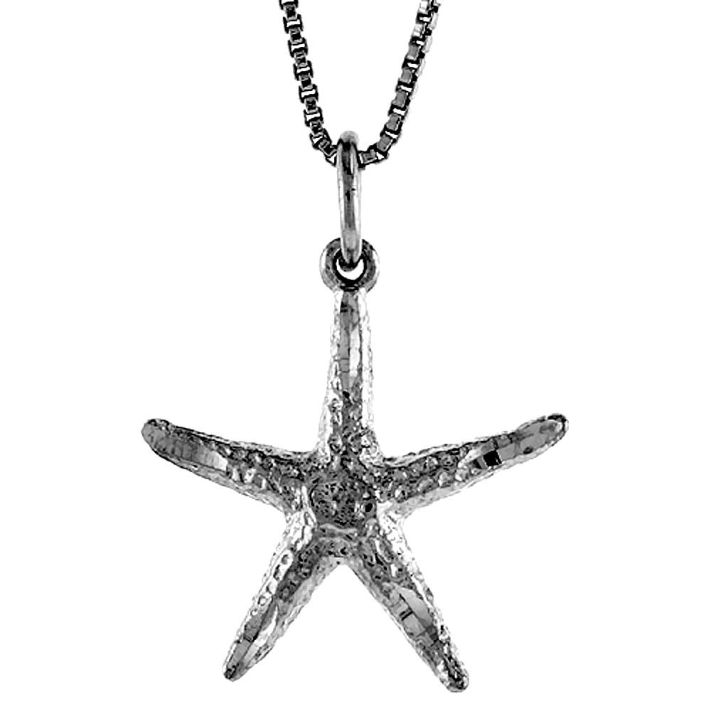 Sterling Silver Starfish Pendant, 3/4 inch Tall