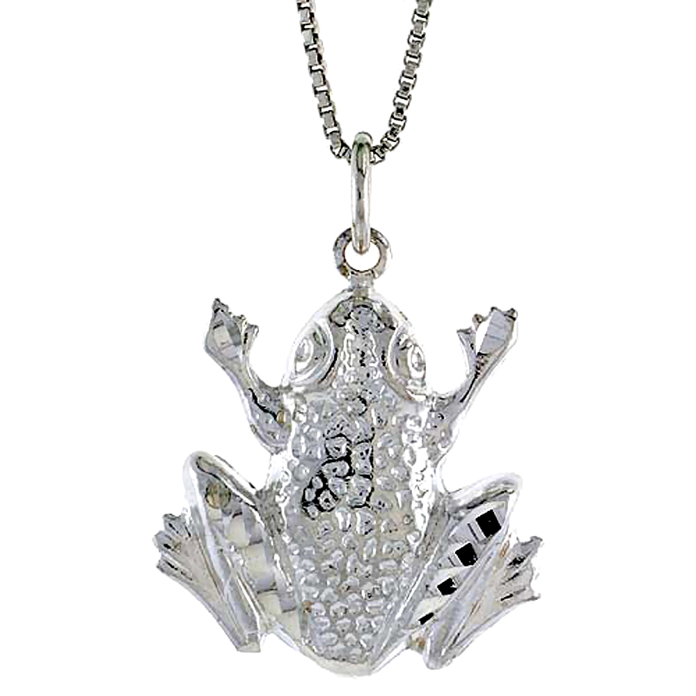 Sterling Silver Frog Pendant, 3/4 inch Tall