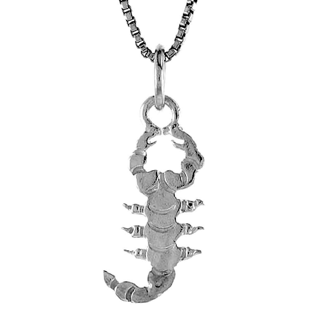 Sterling Silver Tiny Scorpion Pendant, 5/8 inch Tall